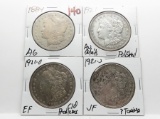 4 Silver Morgan $: 1884 AG, 21 AU polished, 21D EF clea problems, 21S VF ?toning