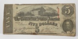 $5 Richmond Confederate Note April 6th 1863, F with rev ?fold marks