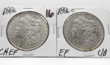 2 Morgan $: 1886 CH EF, 1886-O EF cleaned
