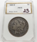 Morgan $ 1893S PCI Fine gold label, Key Date