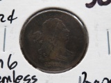 Draped Bust Half Cent 1806 small 6 stemless Fine/Good