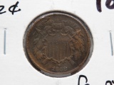 Two Cent 1868 VF few dings, light corrosion