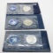 3 Eisenhower Silver Unc $ blue envelopes: 1971, 1973, 1974