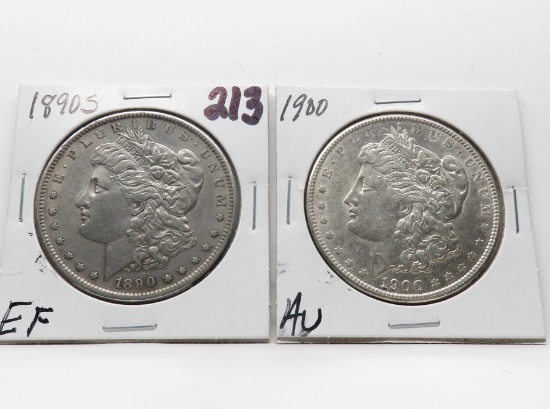 2 Morgan $: 1890S EF, 1900 AU
