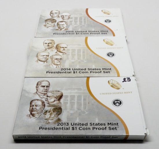3 Presidential Proof Sets, 4 Coin each: 2013, 2014, 2015