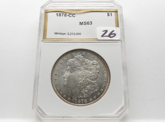 Morgan Silver $ 1878-CC PCI Mint State (Gold box)