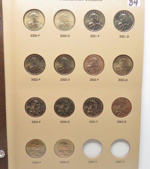 Dansco Sacagawea $ Album, 2000-2005, 23 P&D Coins some repeats, most Unc