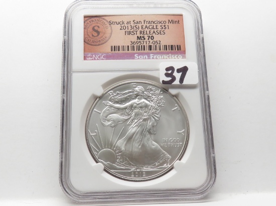 2013S Silver American Eagle NGC MS70 First Releases