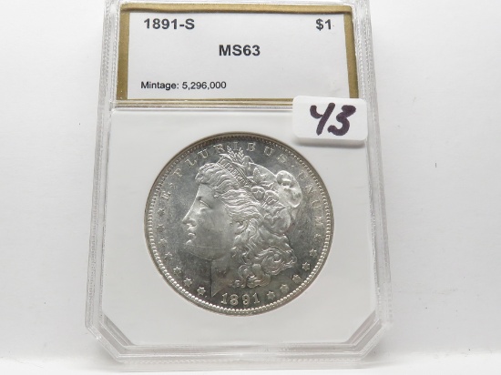 Morgan Silver $ 1891-S PCI Mint State (Gold box)