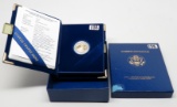 $5 Gold American Eagle Proof 1992 1/10oz boxed with COA