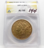 $20 Gold Double Eagle 1880S ANACS AU55