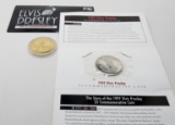 3 Elvis Presley Token/Coins: Gold color 1935-1977 