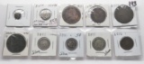 10 World Coins 1800's or earlier including 4 Silver