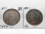 2 Morgan $: 1896 CH EF, 1899S VG