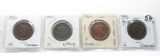 4 Large Cents: 1850 VG corr, 1852 VG pitting, 1853 F clea, 1855 straight 5 G clea