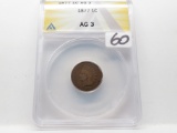 Indian Cent 1877 ANACS AG 3 KEY DATE