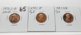 3 Lincoln Memorial Cent PF:  1970S sm dt, 1979S Ty 2, 1981S Ty 2