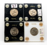 4-1950D Jefferson Nickels in Capitol Plastic 2x2's, Unc-BU