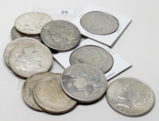 12 Silver $: 11 Peace, 1 Morgan