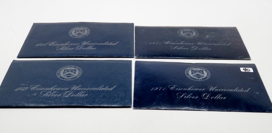 4 Eisenhower $ Unc (blue envelopes): 2-1971,1973, 1974