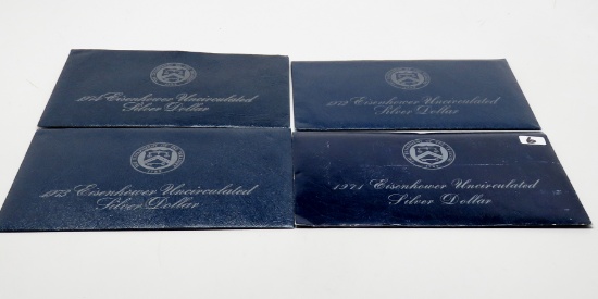 4 Eisenhower $ Unc (blue envelopes): 1971,1972, 1973, 1974