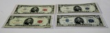 4-$5 Notes: 1934D Silver Cert F, 1953A Silver Cert EF, 2-1963 USN VF-EF