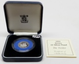 1991 Bailiwick of Jersey Silver Scooner Tickler 1 pound PF coin boxed w/COA