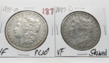 2 Morgan $: 1891-O VF ?cleaned, 1897-O VF stained