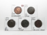 5 Liberty Head Large Cents: 1828 F detail corr dipped, 1831 Lg Lt G rev gouges, 1831 med lt G rev go