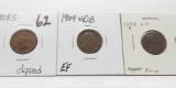 3 Type Cents: Indian 1908S F dipped better date; Lincoln 1909VDB EF; Lincoln 1982 LD