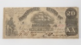 $20 Confederate Note Sept 2, 1861, CR18, SN 10175, Fine