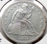 Seated Liberty Silver $ 1872 W/Motto EF Cleaned 26.7 Grams