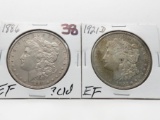 2 Morgan $: 1886 EF ?clea, 1921D EF