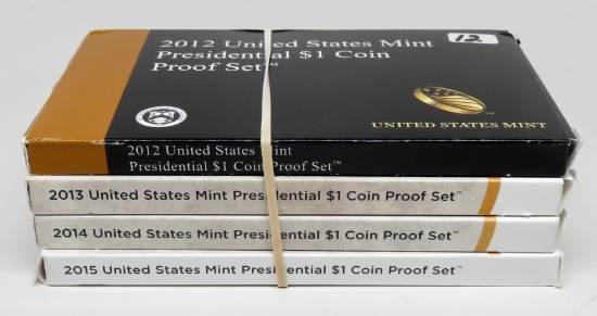4 Presidential Proof Sets w/box & COA: 2012 (Key), 13, 14, 15