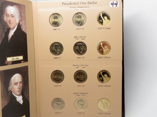 Dansco Presidential $ Album, 2007-2011S P,D, & S PF (all coins removed from mint/proof sets w/gloves