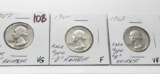 3 Type B Reverse Washington Quarters (E, S in 