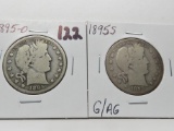 2 Barber Half $: 1895-O G, 1895S G/AG