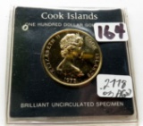 Gold $100 Cook Islands 1975 BU, .900 Gold, .2778 AGW