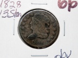 Classic Head Half Cent 1828 13 Star G obv gouge