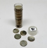 1 Roll (50) Silver Roosevelt Dimes, assorted dates/grades