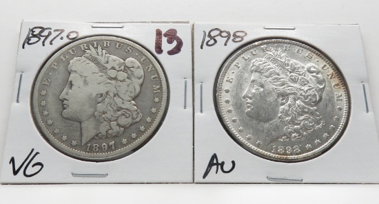 2 Morgan $: 1897-O, 1898 AU