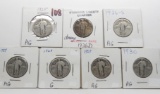 7 Standing Liberty Quarters: 1925 AG, 26D damage, 26S AG, 27 AG, 28 G, 29 AG, 30 AG