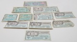 11 Military Pay Certificates: 7 Series 461 (5, 10, 25, $1, $5); 4 Japan Series 100 (1, 10, 20 yen)