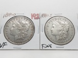 2 Morgan $: 1880 VF, 1881S F