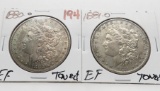 2 Morgan $, EF toned: 1880-O, 1881-O