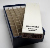 2 Quarter Storage boxes, no coins: Rolled Coin $100 Capacity; Blue 50 Round or Square Tube Heavy Dut