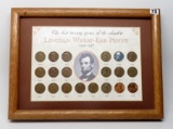Framed Lincoln Wheat-Ear Penny Set, 1939-1958, nice