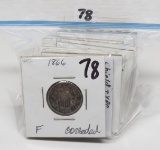 28 Shield Nickels most with some corrosion, 1 holed: 5-1866 Rays, 5-67, 9-68, 3-69, 70, 72, 2-82, 83