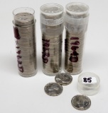 3 Rolls Jefferson Nickels, appear Unc to us: 1962D, 1963D, 1964D