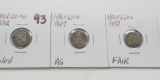 3 Type Half Dimes: 1832 holed, 1847 AG, 1857 Fair